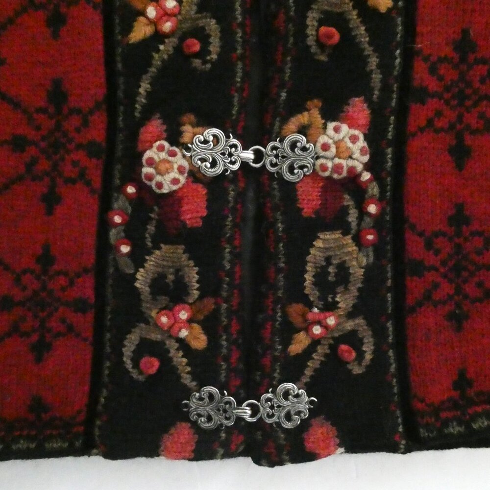 vtg ICELANDIC DESIGN wool blend vest sz L floral trim - Picture 5 of 5
